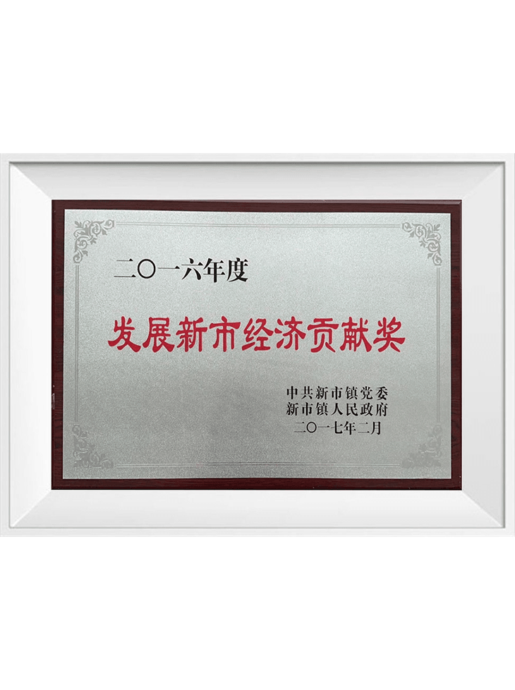 2016年度 發(fā)展新市經(jīng)濟(jì)貢獻(xiàn)獎(jiǎng)